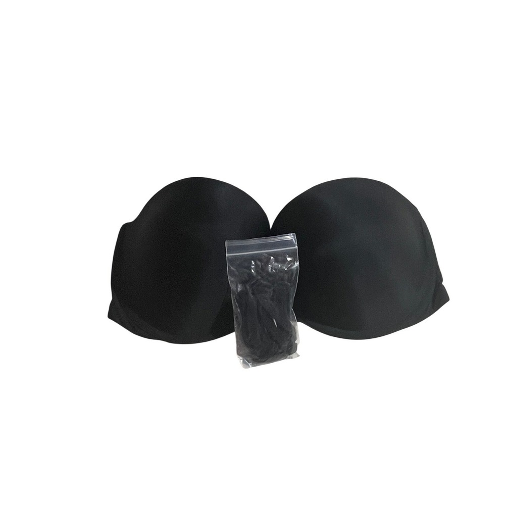 Victoria's Secret Multi-Way Strapless Bra Black Underwire 38DD Detachable Straps